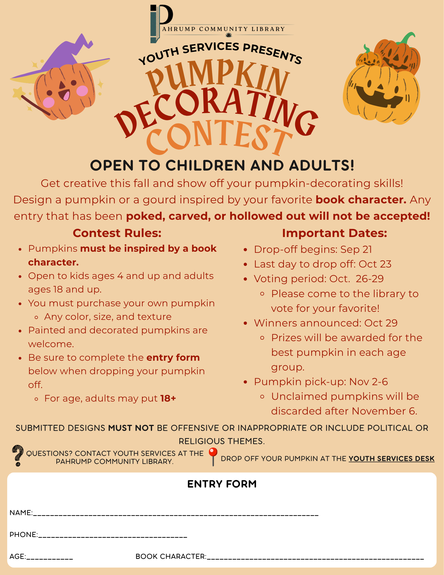 Pumpkin decorating contest flyer